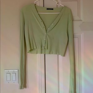 brandy melville light green button up long sleeve